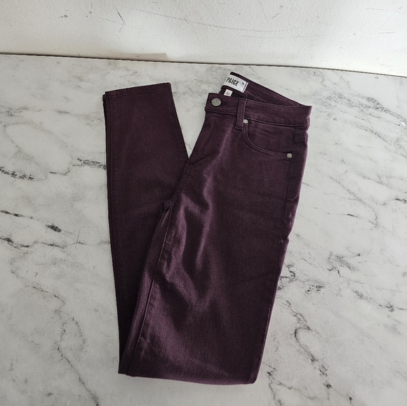 Paige Verdugo Ankle Mid Rise Skinny Wine Purple 27 NWT - Picture 4 of 8